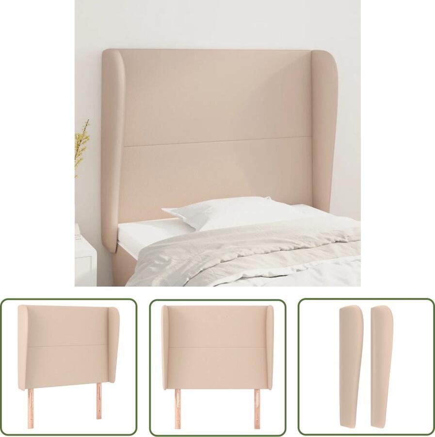 The Living Store Hoofdbord Hoogwaardig Kunstleren Bedombouw Verstelbare Hoogte Luxe Uitstraling Stevige Poten Rugondersteuning Cappuccino 103 x 23 x 118 128 cm Inclusief Montagehandleiding