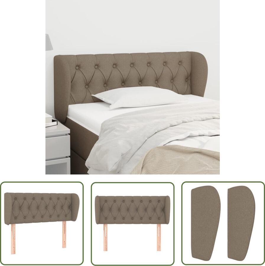 The Living Store Hoofdbord met randen 103x23x78 88 cm stof taupe Hoofd Bord Hoofdkussen Beddecoratie Slaapkamers Taupecleur