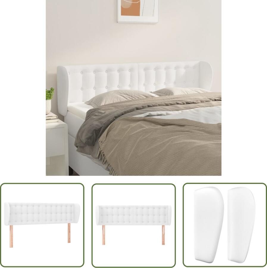 The Living Store Hoofdbord Hoofdeind wit kunstleer 147 x 23 x 78 88 cm Hoofd Bord Hoofdkussen Beddecoratie Slaapkamers Wit Meubilair