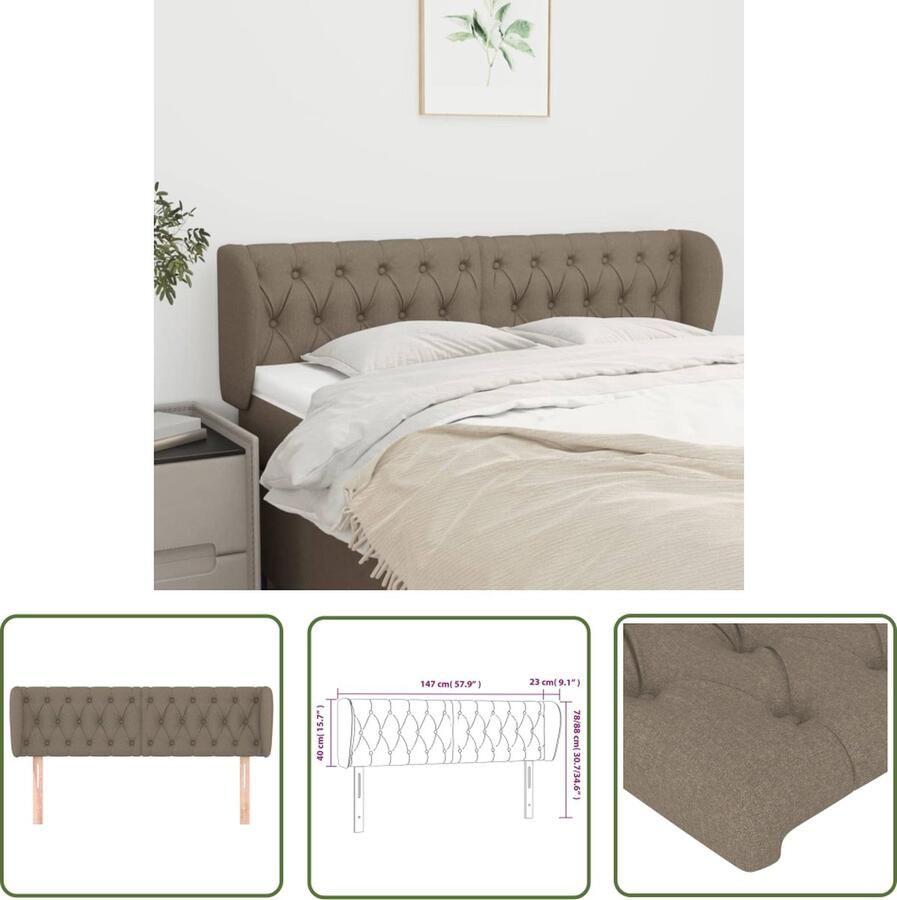 The Living Store Hoofdbord Bedombouw Accessoires 147 x 23 x 78 88 cm Taupe Hoofd Bord Hoofdkussen Beddecoratie Slaapkamers Bedroom Decor