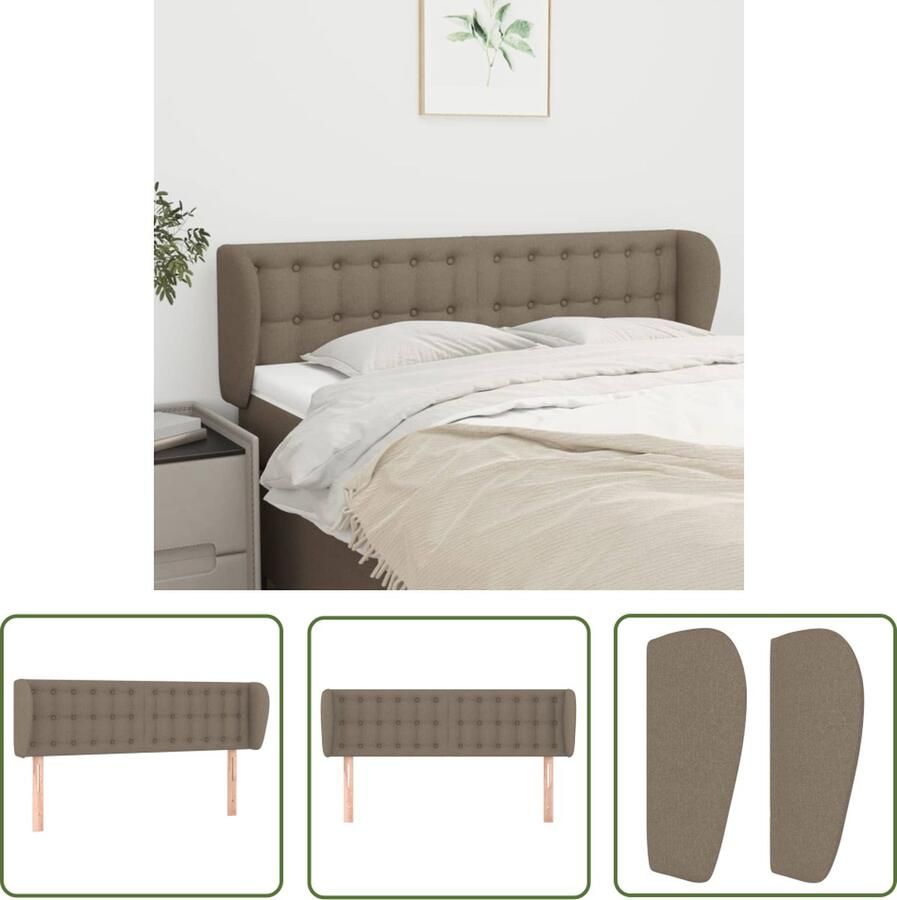 The Living Store Hoofdeind Bedombouw 147 x 23 x 78 88 cm Duurzaam en comfortabel Hoofd Bord Hoofdkussen Beddecoratie Stoffen Headboard Beige Meubels