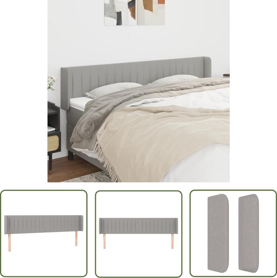 The Living Store Hoofdbord Hoofdeind en rand Lichtgrijs 163 x 16 x 78 88 cm Duurzaam materiaal Hoofd Bord Hoofdkussen Beddecoratie Slaapkamers Grijs
