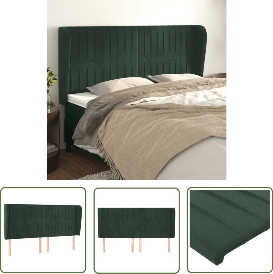 The Living Store Hoofdeind Classic s Hoofdeind 163 x 23 x 118 128 cm Donkergroen Hoofd Bord Hoofdkussen Klassiek Hoofdbord Velvet Hoofdbord Donkere Groene Hoofdbord