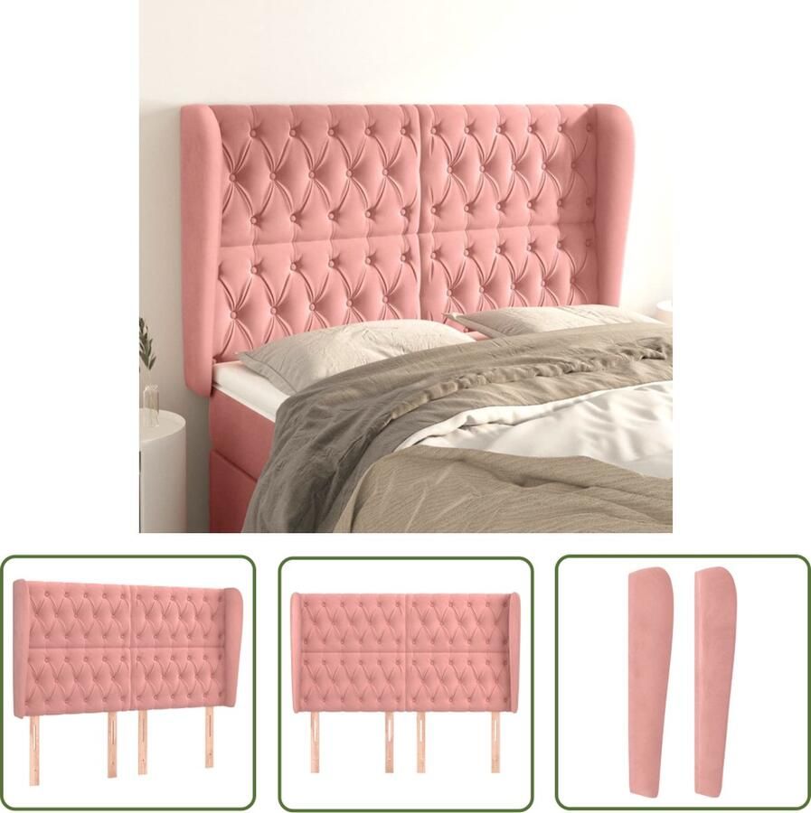 The Living Store Hoofdeind Bedombouwen 163 x 23 x 118 128 cm Zacht fluweel Hoofd Bord Hoofdkussen Beddecoratie Slaapkamers Luxe Bed