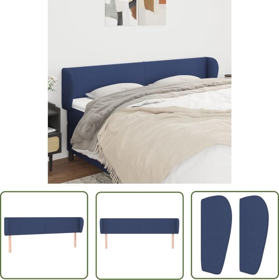 The Living Store Hoofdbord Blauw 163 x 23 x 78 88 cm Duurzaam en verstelbaar Hoofd Bord Hoofdkussen Bedkleden Slaapkamers Blauwdruk
