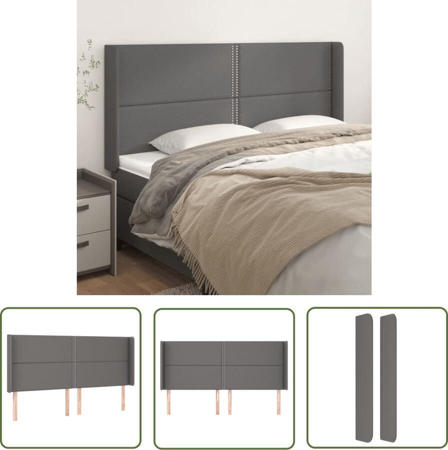 The Living Store Hoofdbord Bedombouw 183 x 16 x 118 128 cm Grijs Kunstleer Hoofd Bord Hoofdkussen Beddecoratie Slaapkamers Bedroom Decor