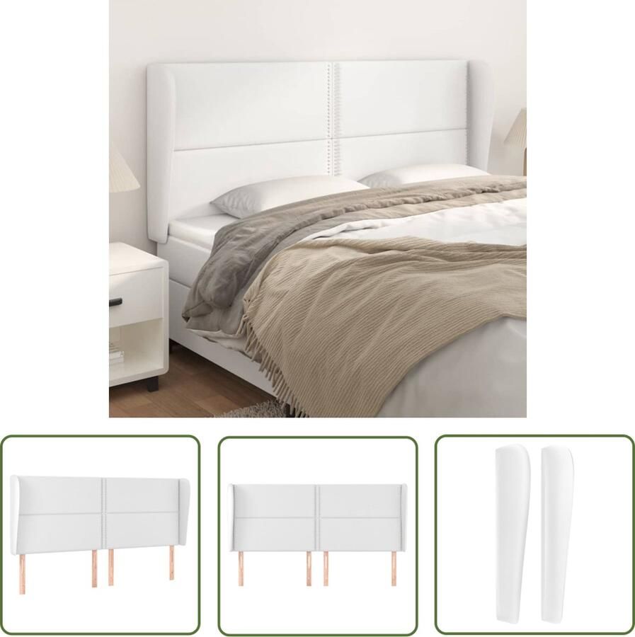 The Living Store Hoofdbord Classic Kunstleer Wit 183 x 23 x 118 128 cm Verstelbare hoogte Hoofd Bord Hoofdkussen Beddecoratie Slaapkamers Klassiek Meubilair