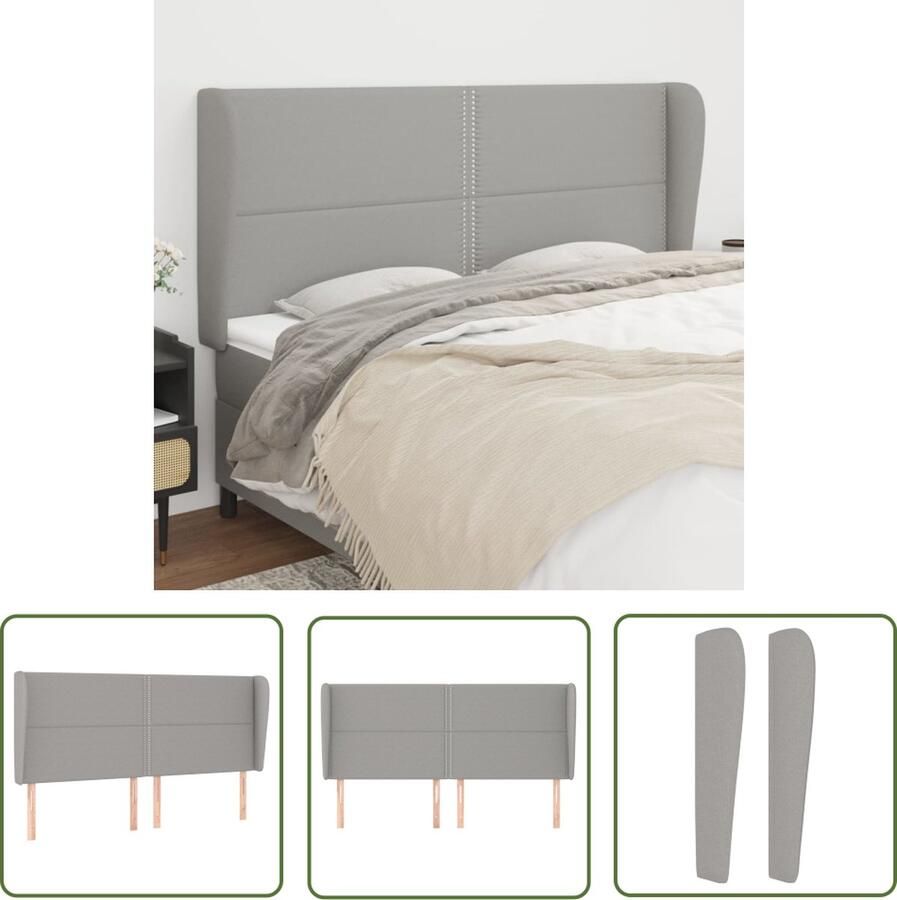 The Living Store Hoofdbord Trendy Ontwerp Comfortabele Ondersteuning Verstelbare Hoogte Lichtgrijs 203 x 23 x 118 128 cm Hoofd Bord Hoofdkussen Bedding Slaapcomfort Stoffen Hoofdbord