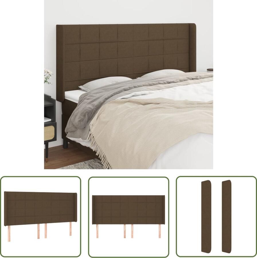 The Living Store Hoofdbord Hoofdeind en Rand 203 x 16 x 118 128 cm Donkerbruin Hoofd Bord Hoofdkussen Beddecoratie Slaapkamers Bedroom Decor