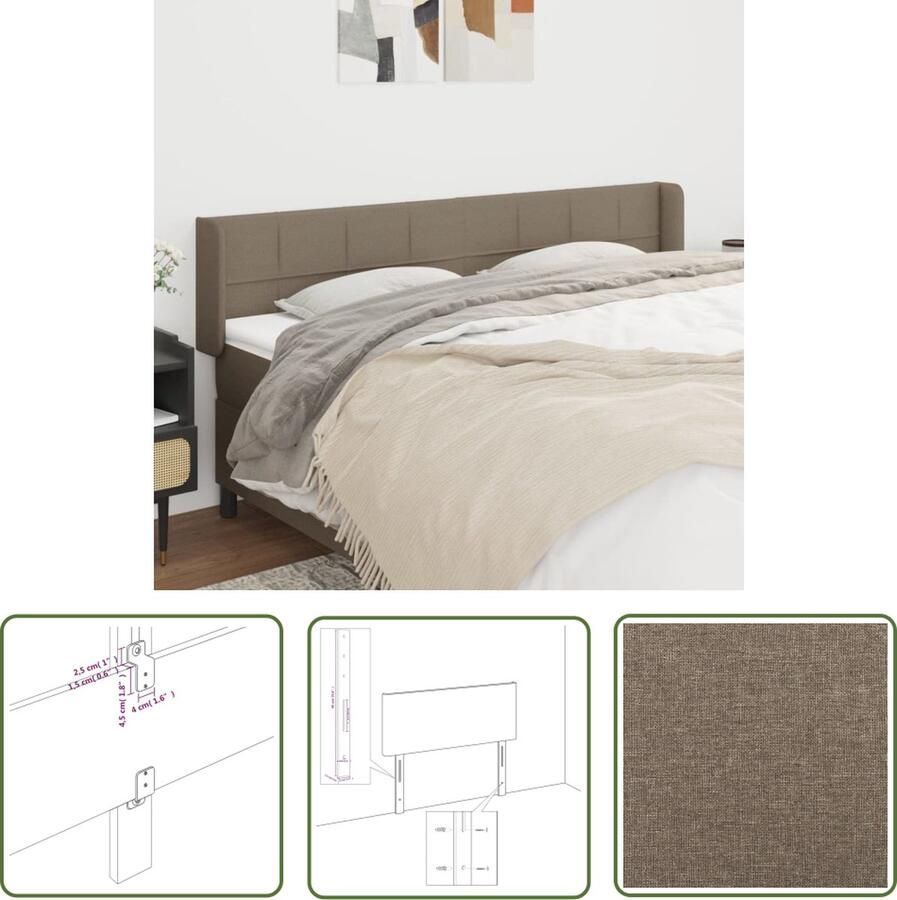 The Living Store Hoofdbord 203 x 16 x 78 88 cm Duurzaam en verstelbaar Hoofd Bord Hoofdkussen Beddecoratie Slaapkamers Stoffen Hoofdborden