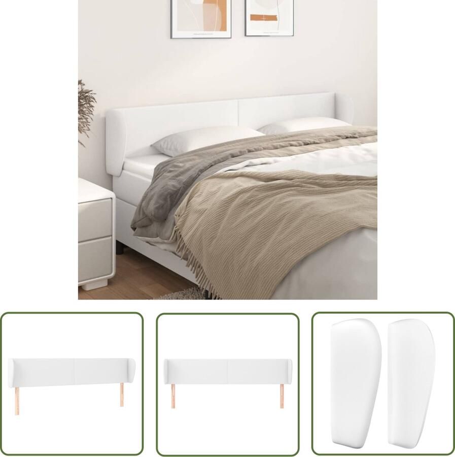 The Living Store Hoofdeind Trendy Hoofdbord Kunstleer Verstelbare Hoogte Stabiele Poten Comfortabele Rugondersteuning Wit 183x23x78 88 cm Hoofd Bord Hoofdkussen Beddecoratie Slaapkamer Decoratie Kunstleder