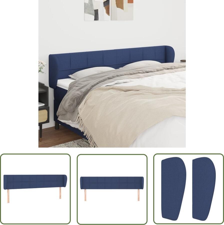 The Living Store Hoofdbord Bedombouw Accessoires 203 x 23 x 78 88 cm Verstelbare hoogte Blauw Hoofd Bord Hoofdkussen Beddecoratie Slaapkamers Blauwe Kamer