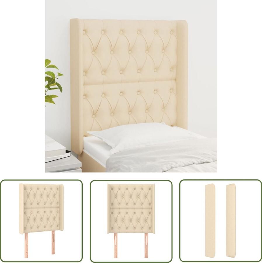 The Living Store Hoofdbord 83x16x118 128 cm Crème