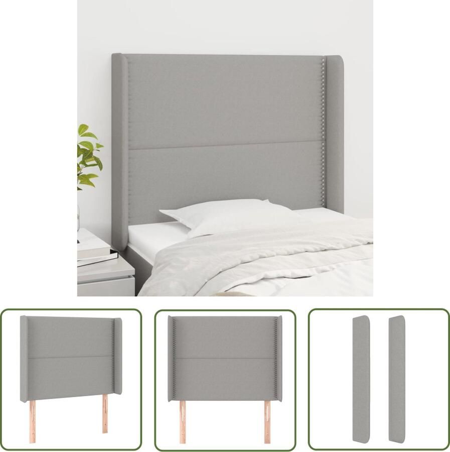 The Living Store Hoofdeind Hoofdondersteuning Bed Lichtgrijs Stof 83x16x118 128 cm Verstelbare Hoogte Hoofd Bord Hoofdkussen Beddecoratie Slaapcomfort Stoffen Hoofdbord