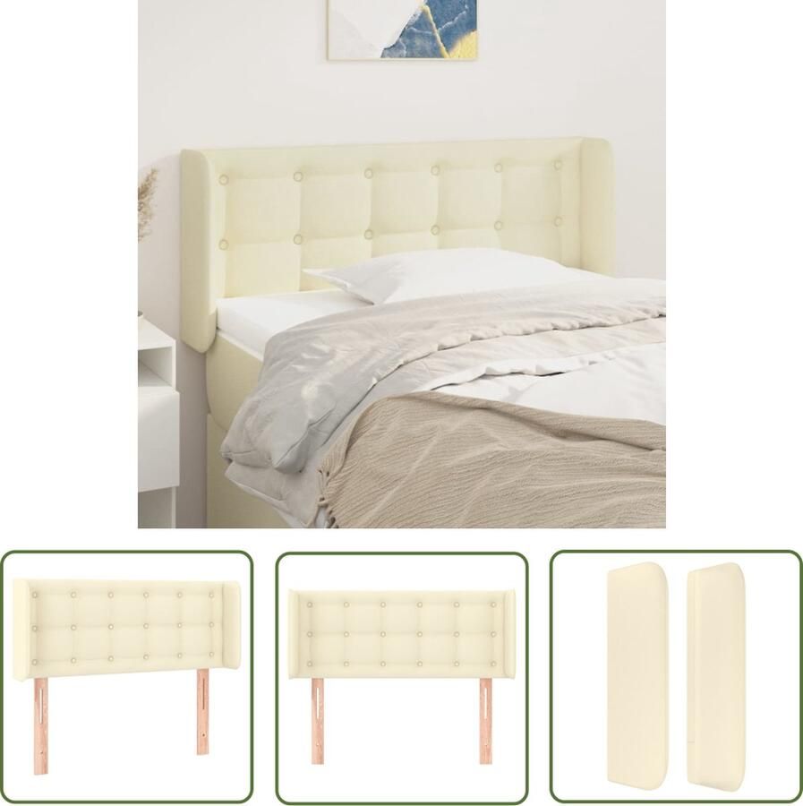 The Living Store Hoofdbord Klassiek Bedombouw 83x16x78 88 cm Ken- Crème kunstleer Hoofd Bord Hoofdkussen Beddecoratie Klassiek Hoofdbord Creme Kleur