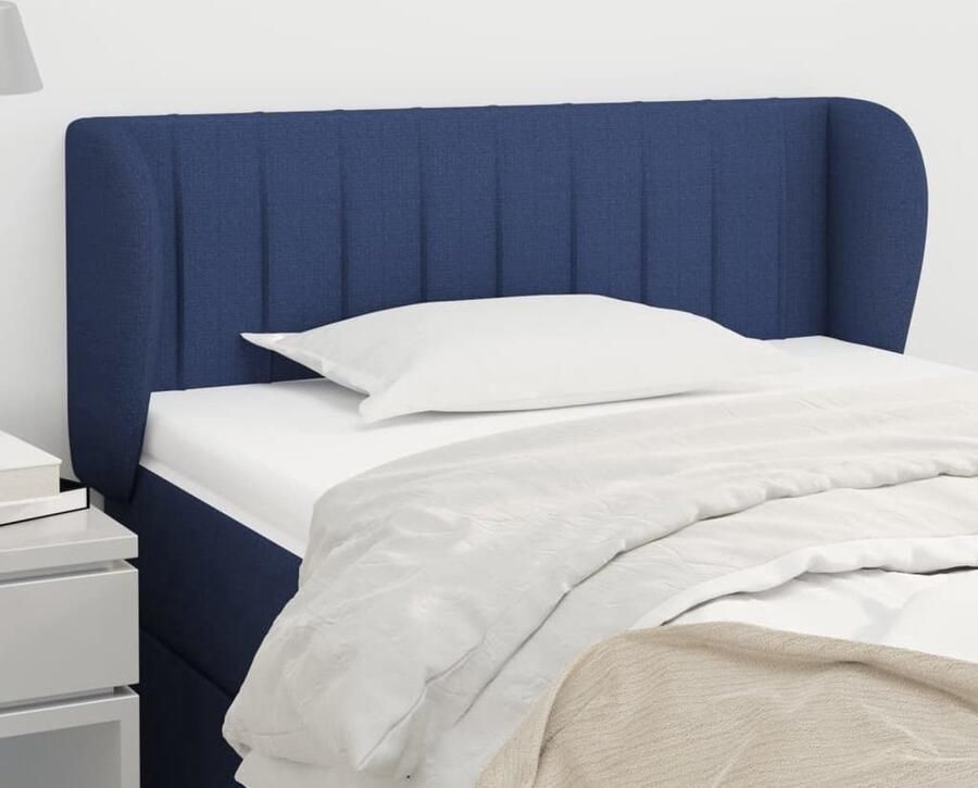 The Living Store Hoofdbord met randen 83x23x78 88 cm stof blauw Hoofd Bord Hoofdkussen Beddecoratie Slaapkamerstijl Blauwdruk