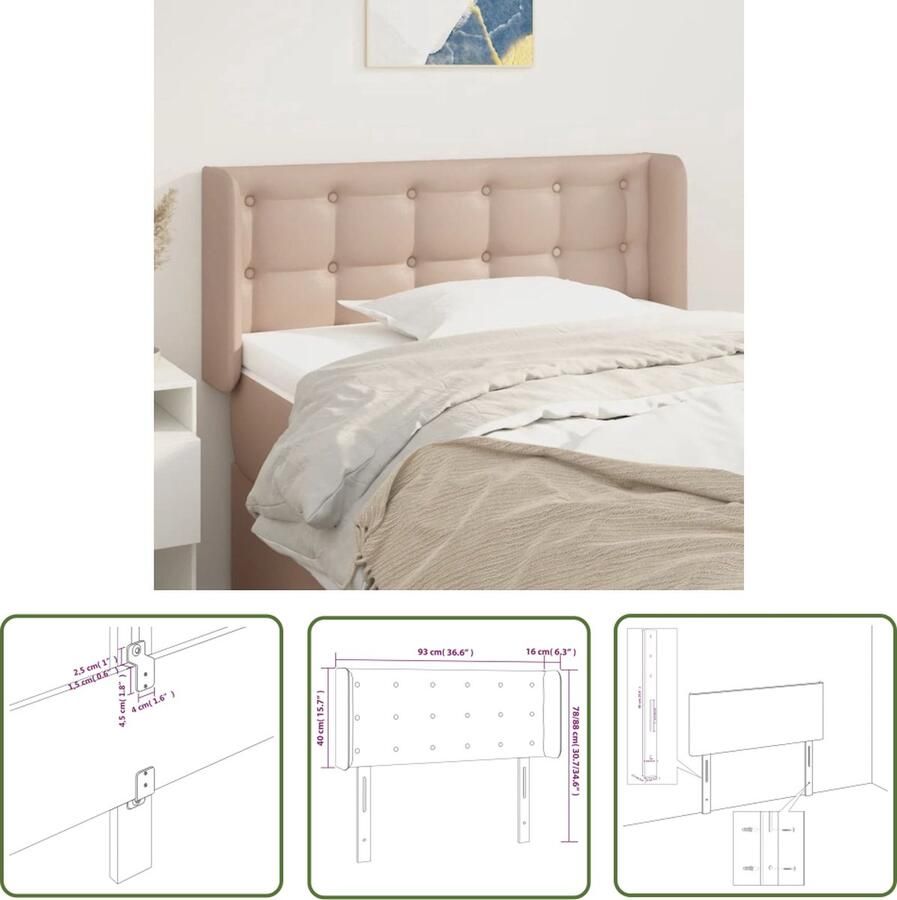 The Living Store Hoofdeind Cappuccino Kunstleer 93x16x78 88 cm Stevige poten Verstelbare hoogte Hoofd Bord Hoofdkussen Kapstok Bedroom Decor Slaapkamers