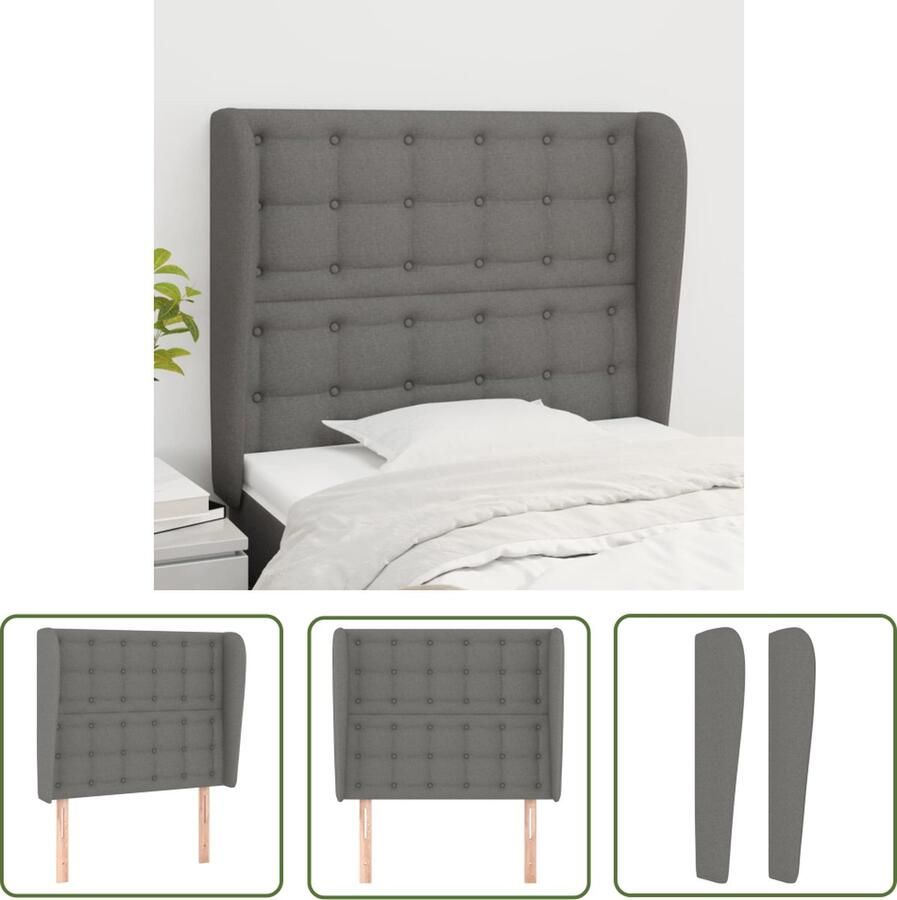 The Living Store Hoofdbord Donkergrijs 93 x 23 x 118 128 cm Comfortabele ondersteuning Hoofd Bord Hoofdkussen Beddecoratie Slaapkamer Meubilair Grijs Hoofdbord