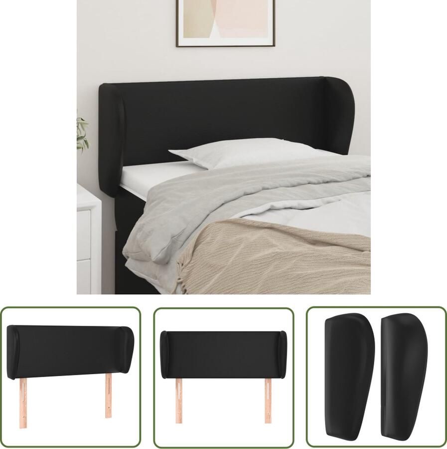 The Living Store Hoofdbord met randen 93x23x78 88 cm kunstleer zwart Hoofd Bord Hoofdkussen Beddecoratie Z Головная Часть Кровати Hoofddekking