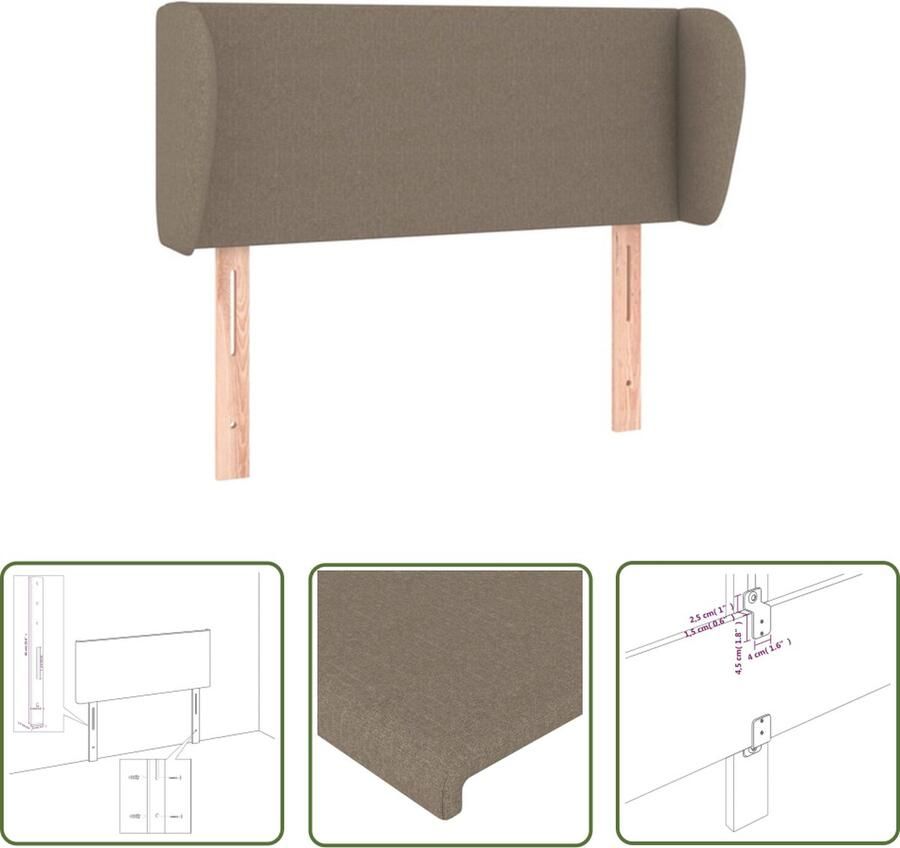 The Living Store Hoofdbord met randen 93x23x78 88 cm stof taupe Hoofd Bord Hoofdkussen Bedkleden Slaapkamers Bedroom Decor