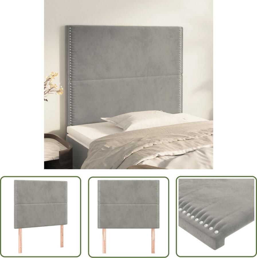The Living Store Hoofdeind Stoffen Lichtgrijs 100 x 5 x 118 128 cm Verstelbare hoogte Hoofd Bord Hoofdkussen Stoffen Hoofdbord Velvet Hoofdbord Grijs Hoofdbord