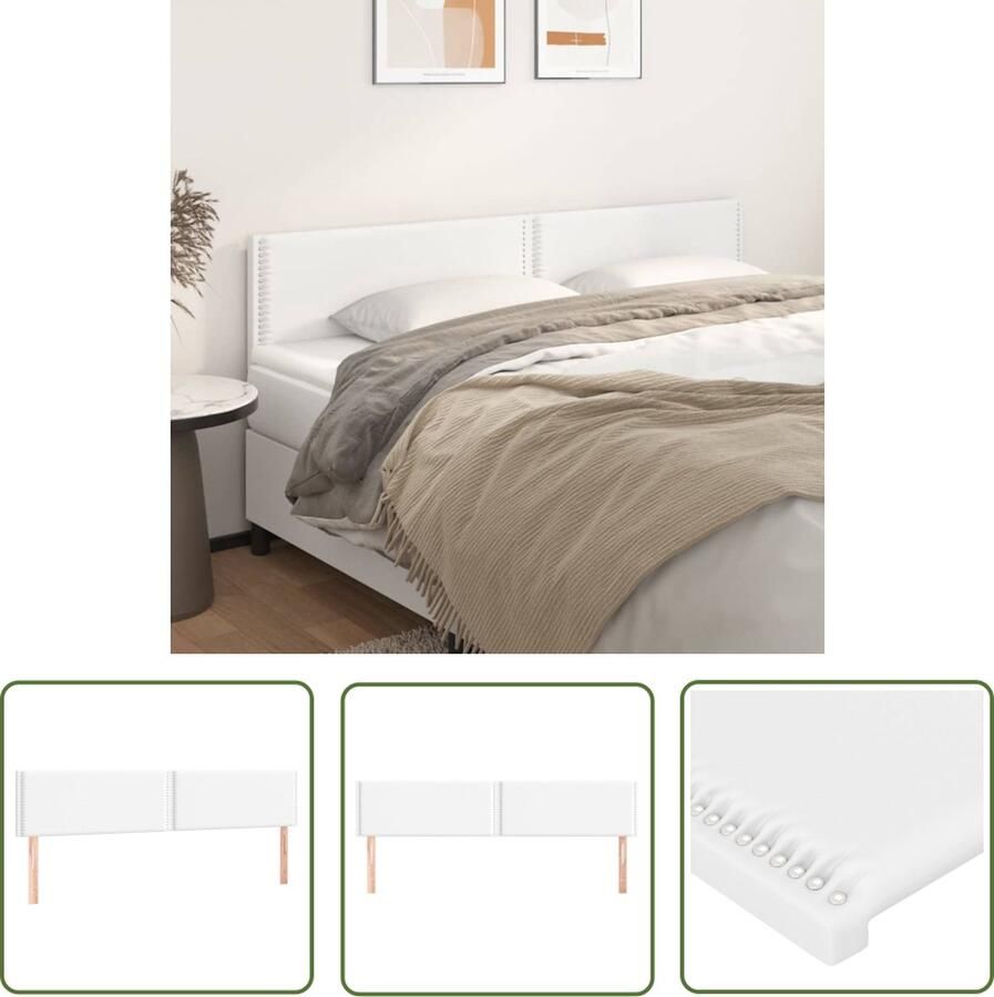 The Living Store Hoofdborden 2 st 100x5x78 88 cm kunstleer wit Hoofd Bord Hoofdkussen Beddecoratie Bedroom Decor Slaapkamer Meubilair