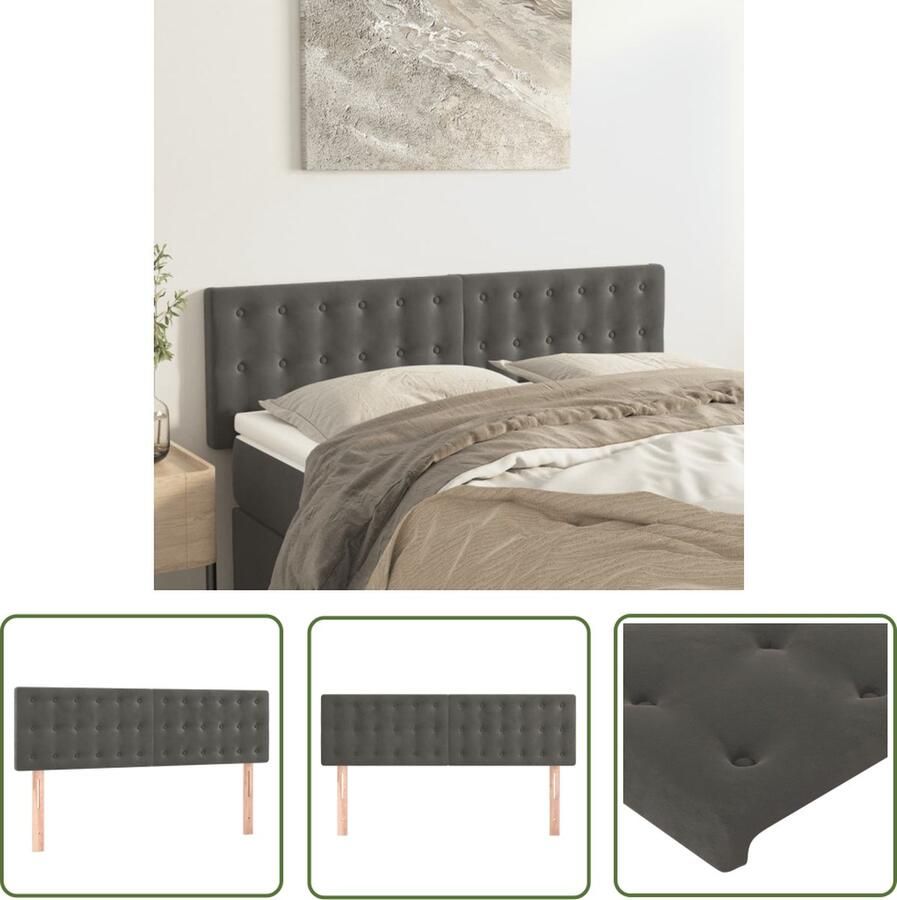 The Living Store Hoofdbord Klassiek Ontwerp Donkergrijs 144x5x78 88 cm Hoofd Bord Hoofdkussen Klassiek Design Donkere Kleuren Velvet