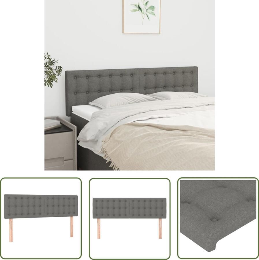 The Living Store Hoofdbord Donkergrijs 144x5x78 88 cm Verstelbare hoogte Duurzaam materiaal Hoofd Bord Hoofdkussen Bedkleden Slaapkamer Decoratie Grijs Meubilair