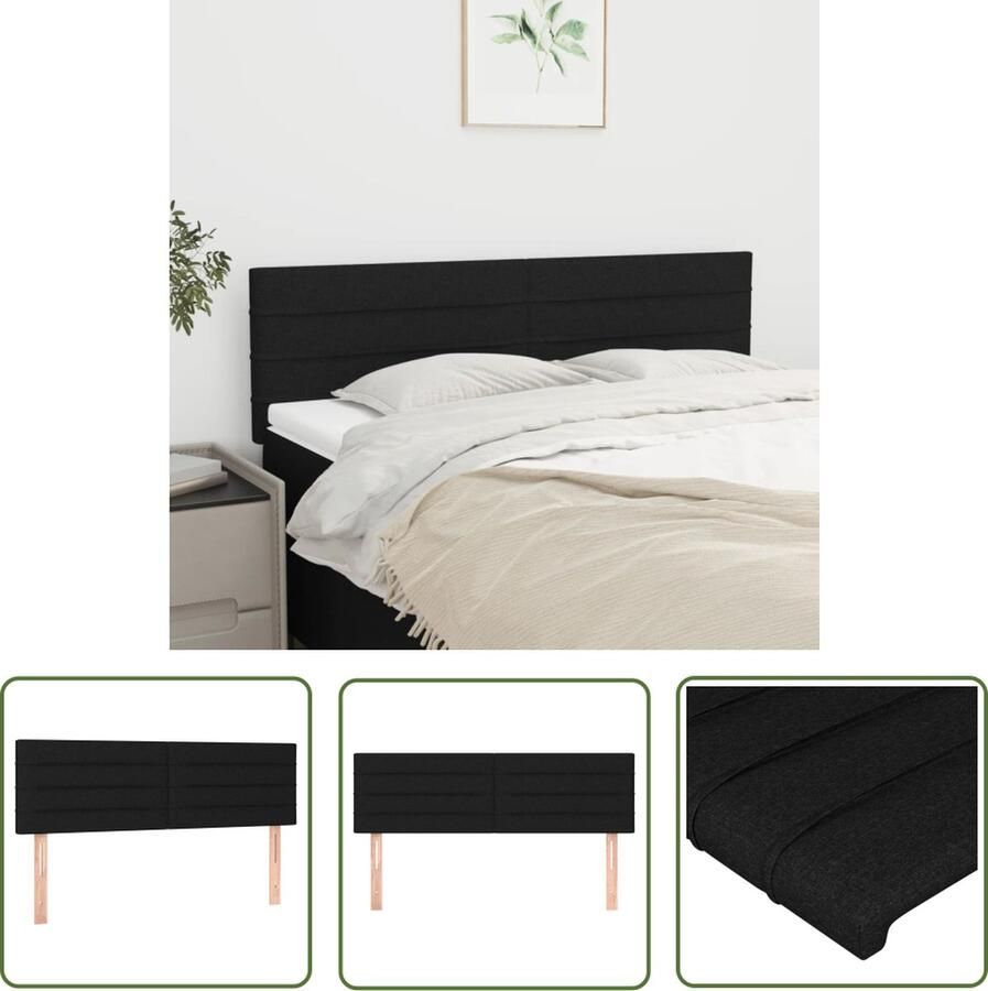 The Living Store Hoofdbord Bed 144x5x78 88cm Zwart stof hout larikshout Hoofd Bord Hoofdkussen Beddecoratie Slaapkamers Modern - Foto 2