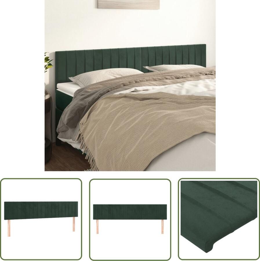 The Living Store Hoofdbord Bedaccessoires 160 x 5 x 78 88 cm Zacht fluweel donkergroen Hoofd Bord Hoofdkussen Beddecoratie Velvet Groen