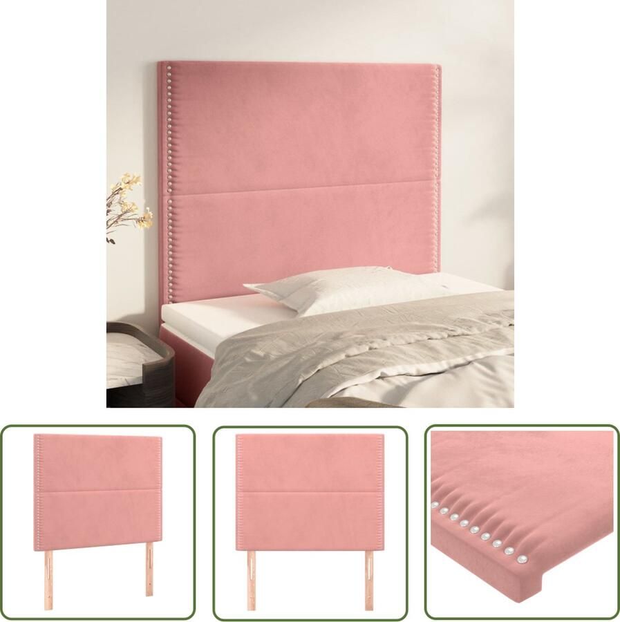 The Living Store Hoofdbord Bed hoofdeind 80x5x118 128 cm Roze Hoofd Bord Hoofdkussen Beddecoratie Velvet Roze