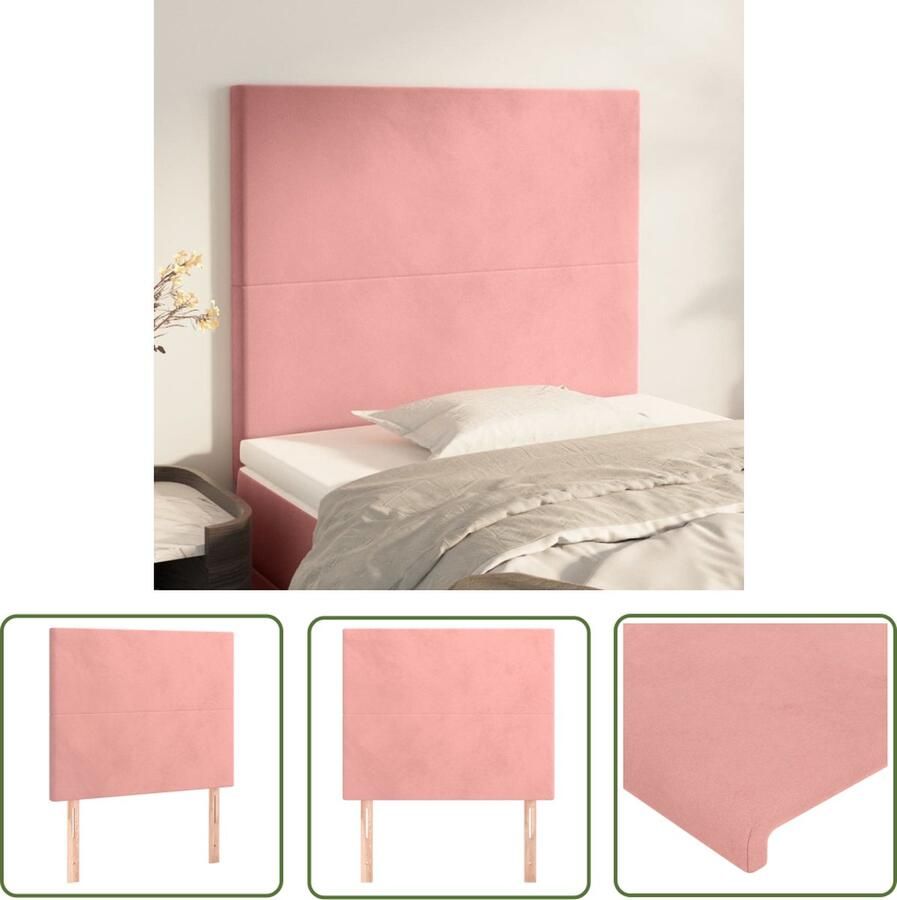 The Living Store Hoofdborden 2 st 80x5x78 88 cm fluweel roze Hoofd Bord Hoofdkussen Beddengoed Slaapkamersdecoratie Roze Meubilair