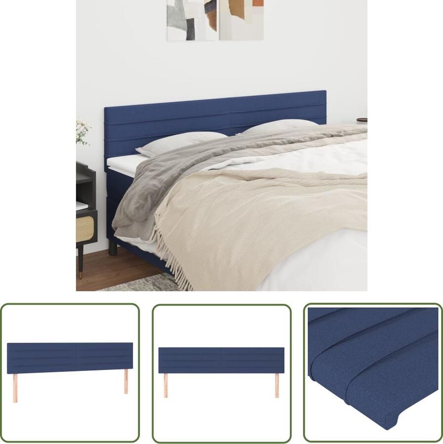 The Living Store Hoofdbord Bed Blauw 160 x 5 x 78 88 cm Verstelbaar Stof Hout Hoofd Bord Hoofdkussen Bedkleden Slaapkamers Blauwe Meubels