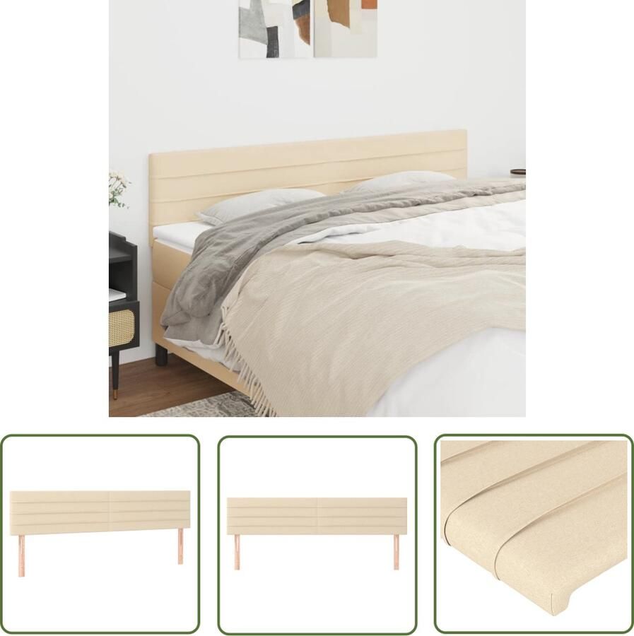 The Living Store Hoofdeind Crème 160 x 5 x 78 88 cm Verstelbare Hoogte Duurzaam Materiaal Stevige Poten Hoofd Bord Hoofdkussen Beddecoratie Bedroom Decor Luxe Bed