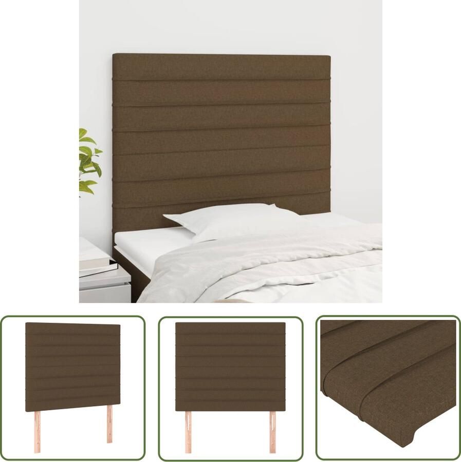 The Living Store Hoofdborden 2 st 80x5x78 88 cm stof donkerbruin Hoofd Bord Hoofdkussen Beddengoed Bedroom Decoratie Donkere Meubels