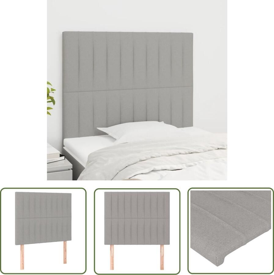 The Living Store Hoofdbord Lichtgrijs 160 x 5 x 78 88 cm Stof Houten poten Hoofd Bord Hoofdkussen Beddengoed Slaapcomfort Bedroom Decor