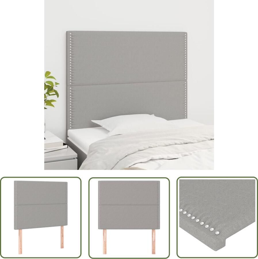 The Living Store Hoofdbord Bed 80 x 5 x 118 128 Lichtgrijs Polyester Hoofd Bord Hoofdkussen Beddengoed Slaapkamers Interieurdecoratie