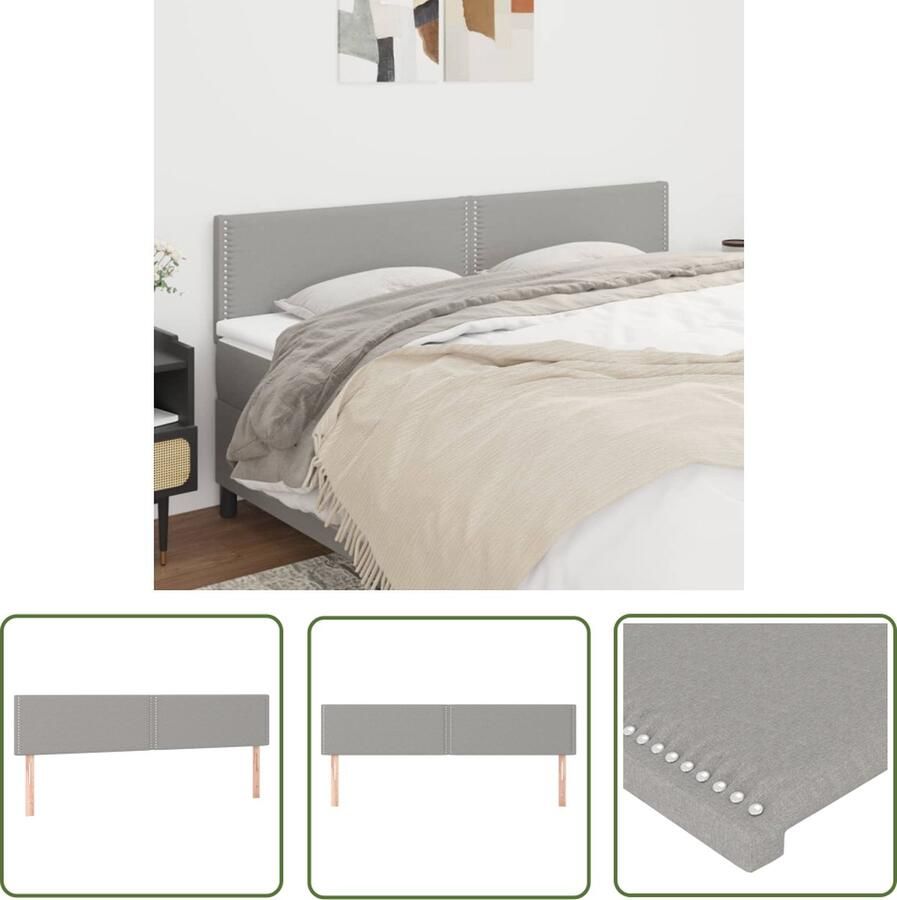 The Living Store Hoofdbord 160 x 5 x 78 88 cm Lichtgrijs Ademend en duurzaam Verstelbare hoogte Stevige houten poten Comfortabele ondersteuning Klassiek ontwerp Inclusief 2 x hoofdeind