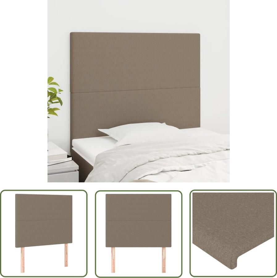 The Living Store Hoofdbord Bedtextiel 80 x 5 x 118 128 cm Taupe Stof houten poten Hoofd Bord Hoofdkussen Bed Textiel Stoffen Hoofdbord Taupose Hoofdboard