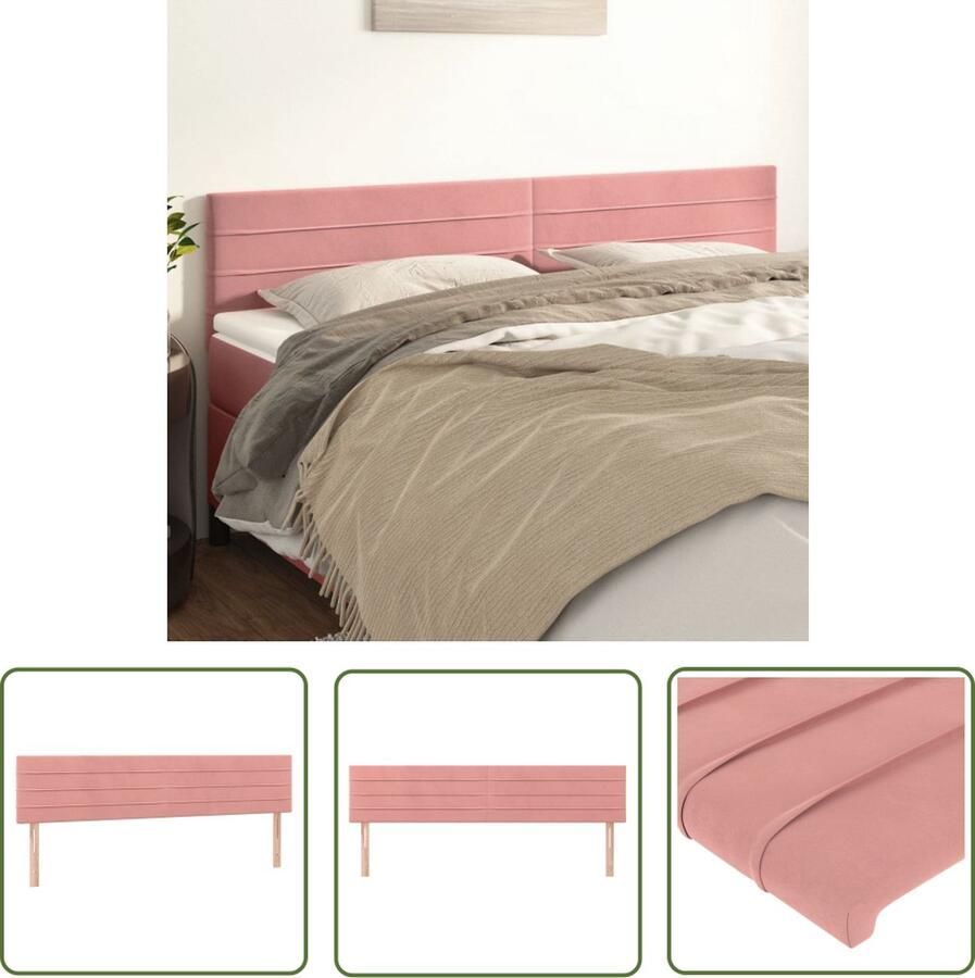 The Living Store Hoofdbord Zacht fluweel Stevige poten Verstelbare hoogte Comfortabele ondersteuning Roze 180 x 5 x 78 88 cm 2 x hoofdeind Hoofd Bord Hoofdkussen Beddengoed Slaapkamers Luxe Bedding