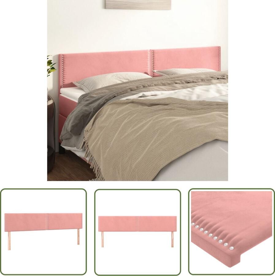 The Living Store Hoofdborden 2 st 90x5x78 88 cm fluweel roze Hoofd Bord Hoofdkussen Klassiek Hoofdbord Velvet Hoofdbord Roze Hoofdbord