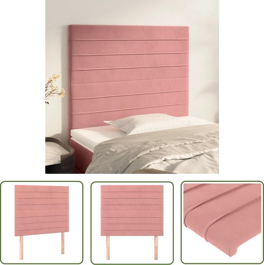 The Living Store Hoofdbord Klassiek Stof 90 x 5 x 118 128cm Verstelbaar Roze Hoofd Bord Hoofdkussen Slaapcomfort Velvet Roze