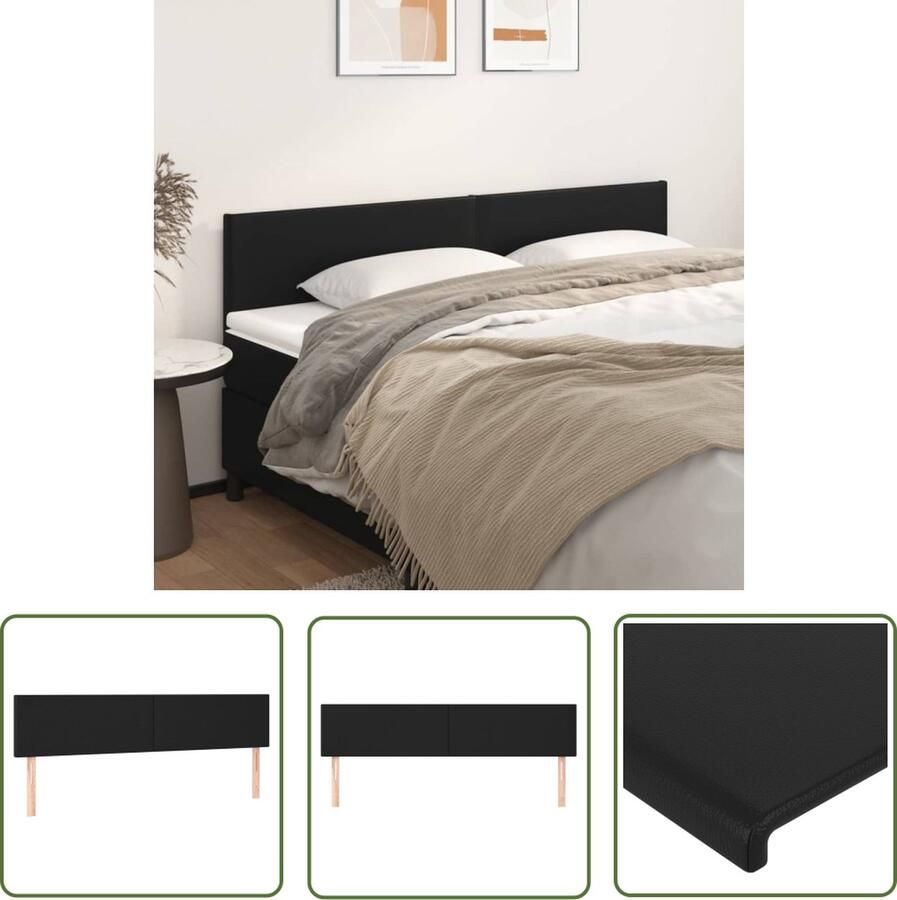 The Living Store Hoofdborden 2 st 90x5x78 88 cm kunstleer zwart Hoofd Bord Hoofdkussen Beddecoratie Slaapkamers Zwarte Kamer