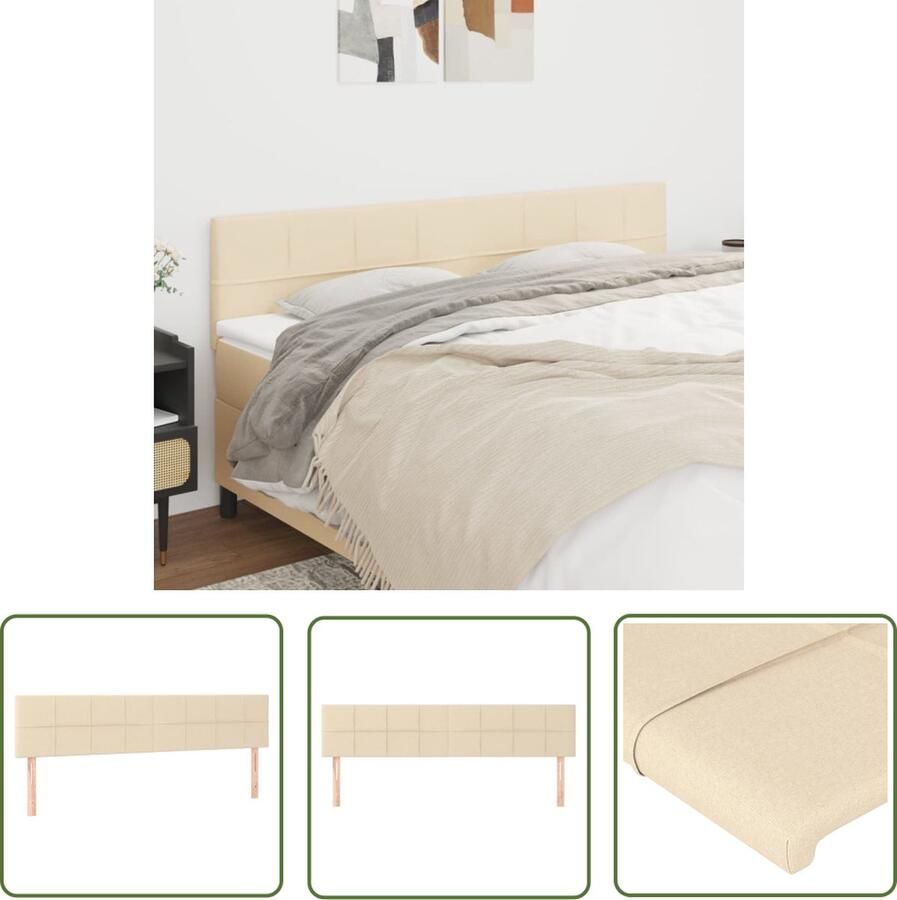 The Living Store Hoofdbord Crème Stof Verstelbaar 180 x 5 x 78 88 cm Massief larikshout Comfortabele ondersteuning Hoofd Bord Hoofdkussen Slaapcomfort Beddecoratie Stoffen Hoofdbord