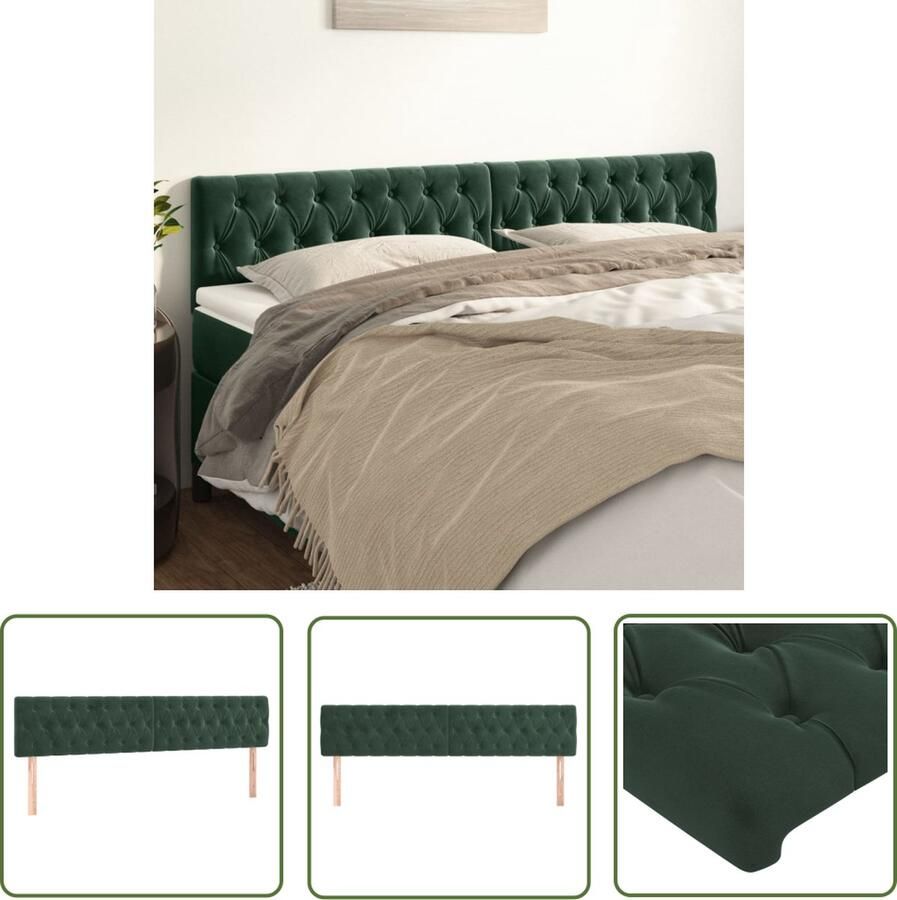 The Living Store Hoofdborden 2 st 90x7x78 88 cm fluweel donkergroen Hoofd Bord Hoofdkussen Velvet Donkere Kleuren Bedroom Decoratie