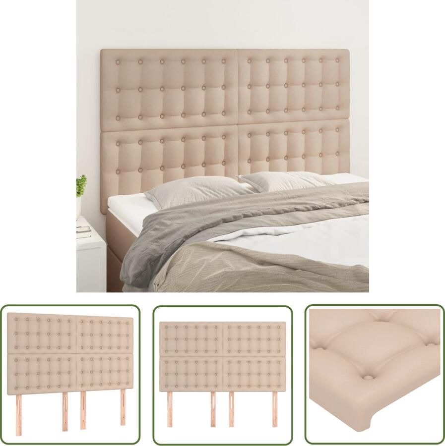 VidaXL Hoofdkussen Hoofd Bord Hoofdborden 4 st 72x5x78 88 cm kunstleer cappuccinokleurig Beddecoratie Kapstok Bedroom Decor