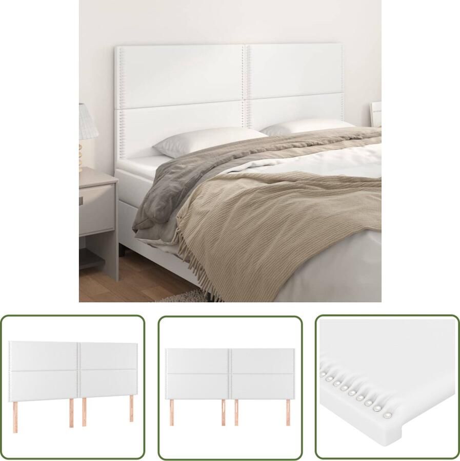 The Living Store Hoofdborden 4 st 80x5x78 88 cm kunstleer wit Hoofd Bord Hoofdkussen Beddecoratie Slaapkamers Bedroom Decor