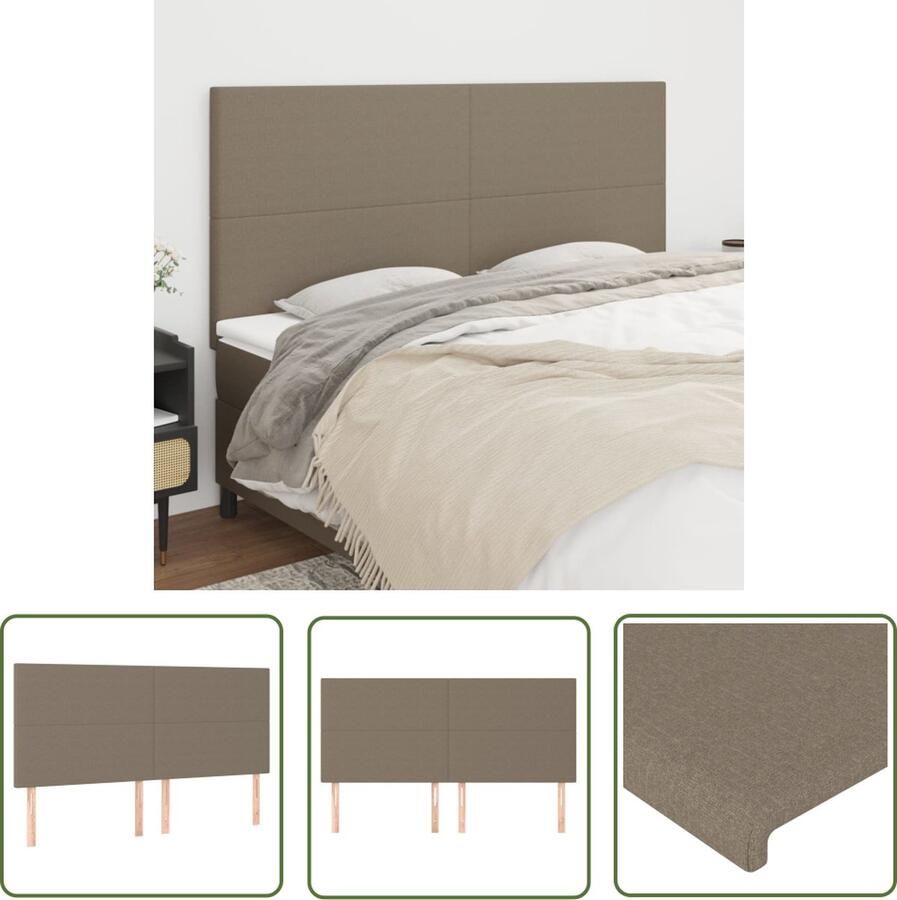 The Living Store Hoofdborden 4 st 80x5x78 88 cm stof taupe Hoofd Bord Hoofdkussen Beddecoratie Bedroom Decor Taupecouleur