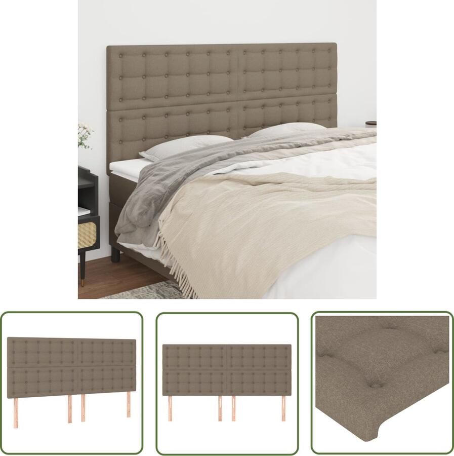 The Living Store Hoofdbord Klassiek Hoofdeind Set 4 stuks Taupe 160 x 5 x 118 128 cm Stevig en stabiel Hoofd Bord Hoofdkussen Beddengoed Slaapkamer Decoratie Klassiek Interieur