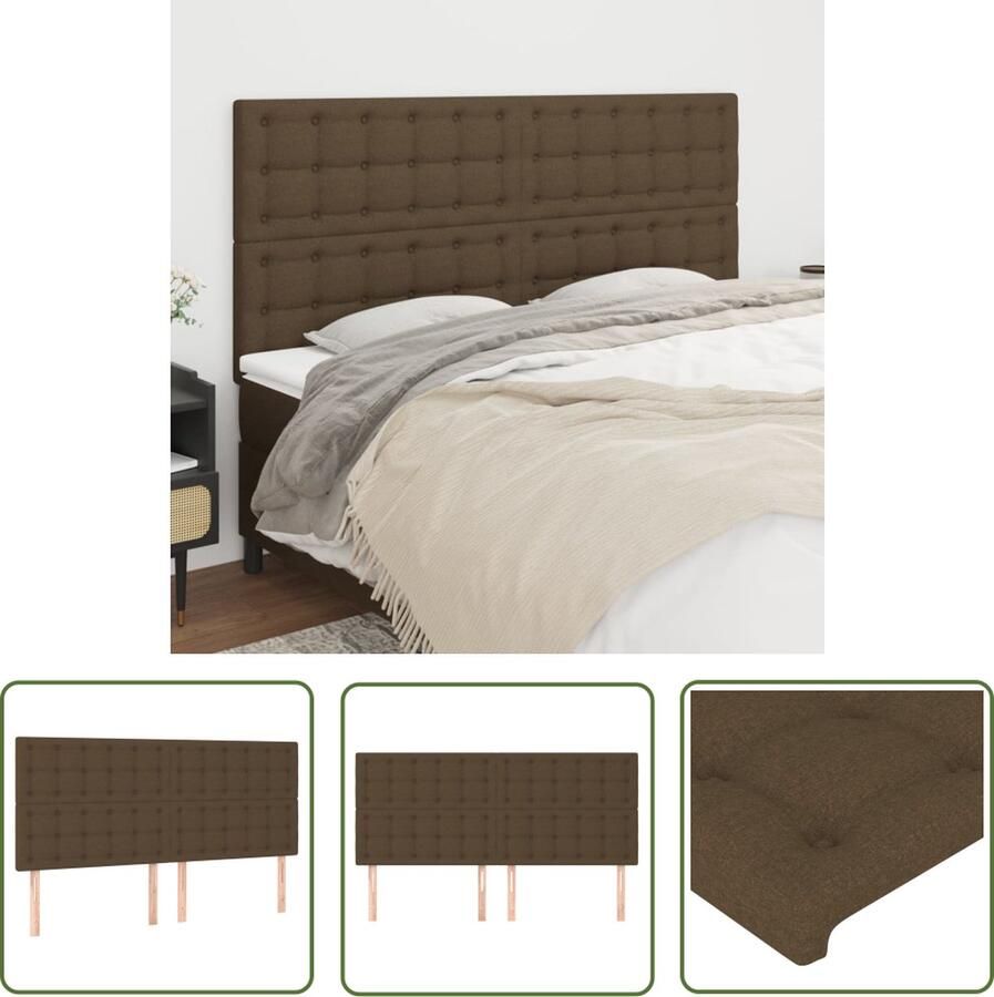 The Living Store Hoofdbord Stof Verstelbare Hoogte Comfortabele Ondersteuning Donkerbruin 180x5x118 128cm Hoofd Bord Hoofdkussen Beddecoratie Stoffen Hoofdbord Bruine Hoofdbord